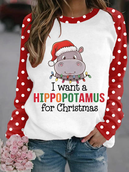 Frauen Ich will ein Nilpferd für Weihnachten Casual Sweatshirt