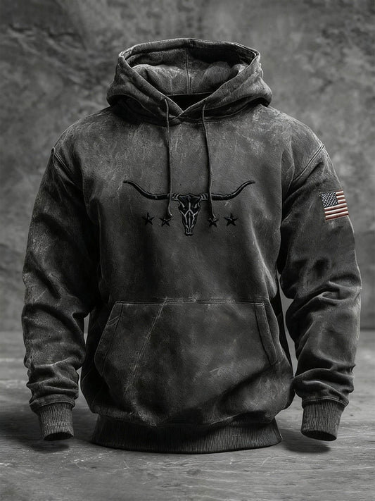Männer Western Bull Skull Hoodie