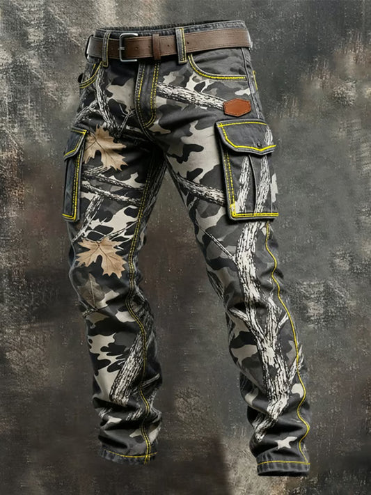 Herren Vintage Camouflage Distressed Pocket Work Pants