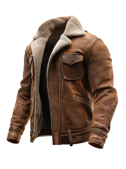 Herren Retro Plüsch Freizeit jacke
