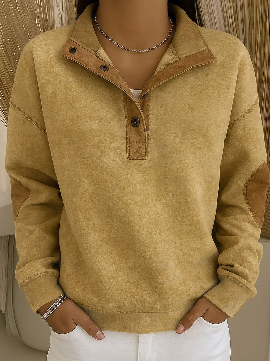 Einfarbiges Sweatshirt im westlichen Stil für Frauen