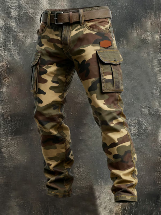 Herren Vintage Camouflage Distressed Pocket Work Pants