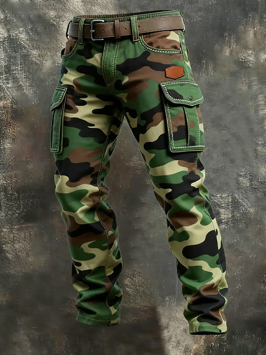 Herren Vintage Camouflage Distressed Pocket Work Pants