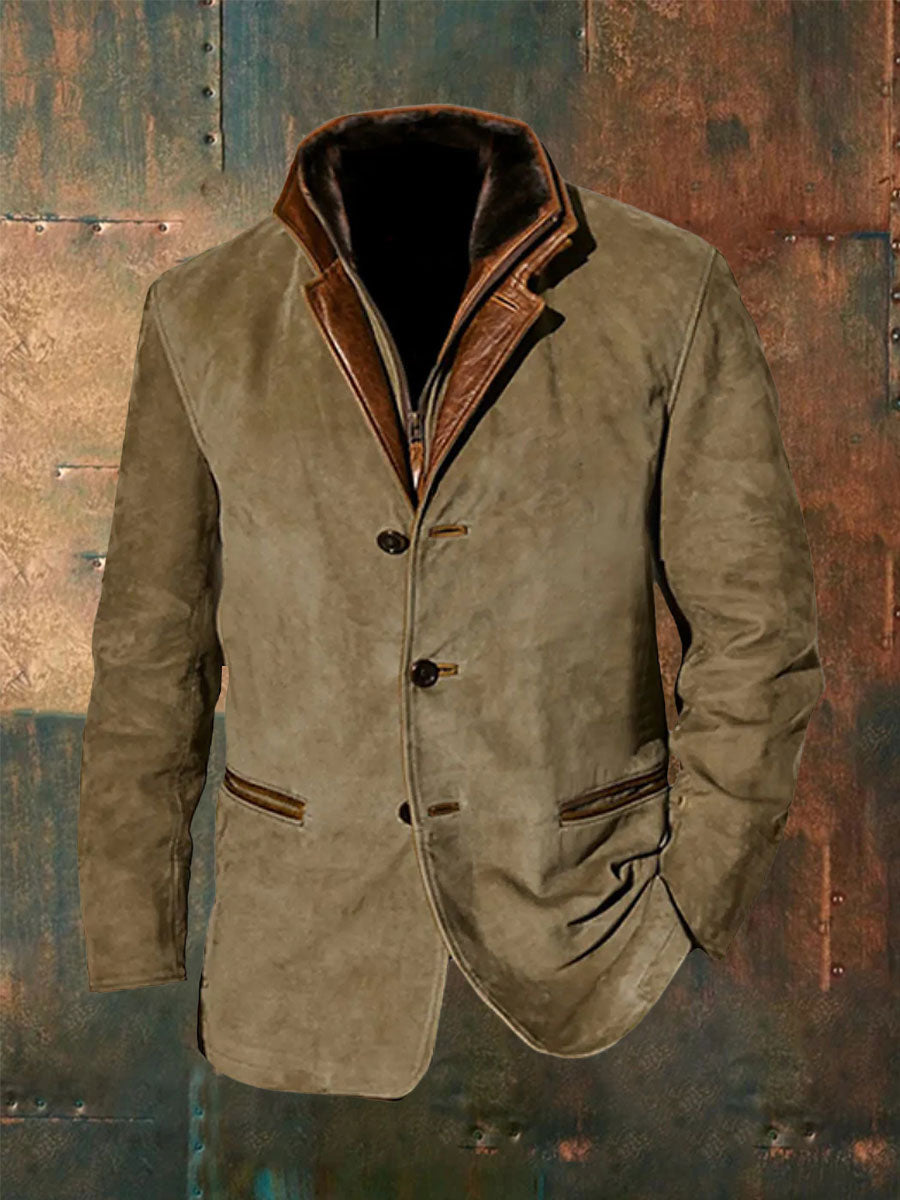 Patchwork-Farb block jacke für Herren Retro-Freizeit kleidung