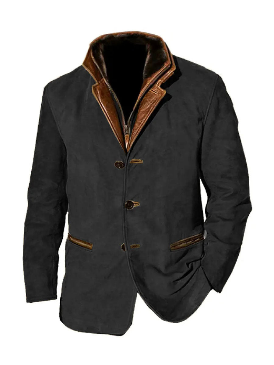 Patchwork-Farb block jacke für Herren Retro-Freizeit kleidung