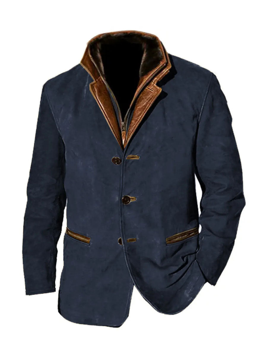 Patchwork-Farb block jacke für Herren Retro-Freizeit kleidung