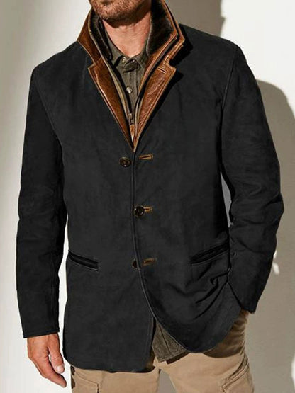 Patchwork-Farb block jacke für Herren Retro-Freizeit kleidung
