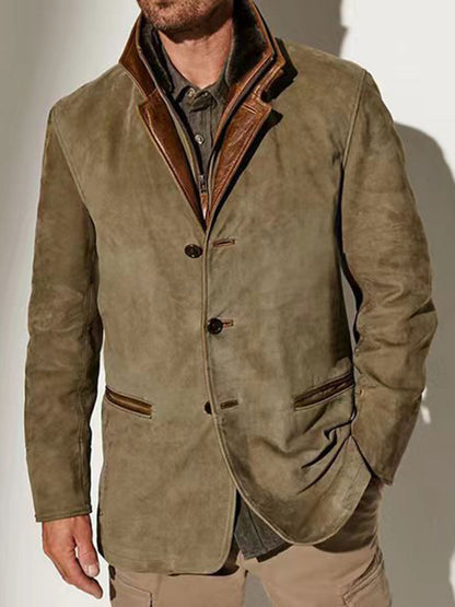 Patchwork-Farb block jacke für Herren Retro-Freizeit kleidung