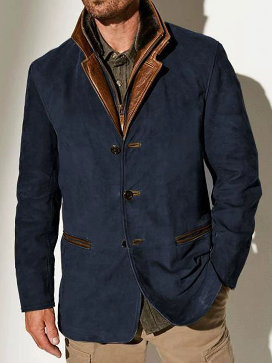 Patchwork-Farb block jacke für Herren Retro-Freizeit kleidung