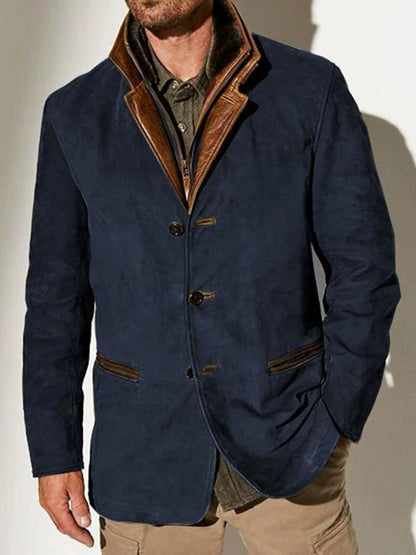 Patchwork-Farb block jacke für Herren Retro-Freizeit kleidung