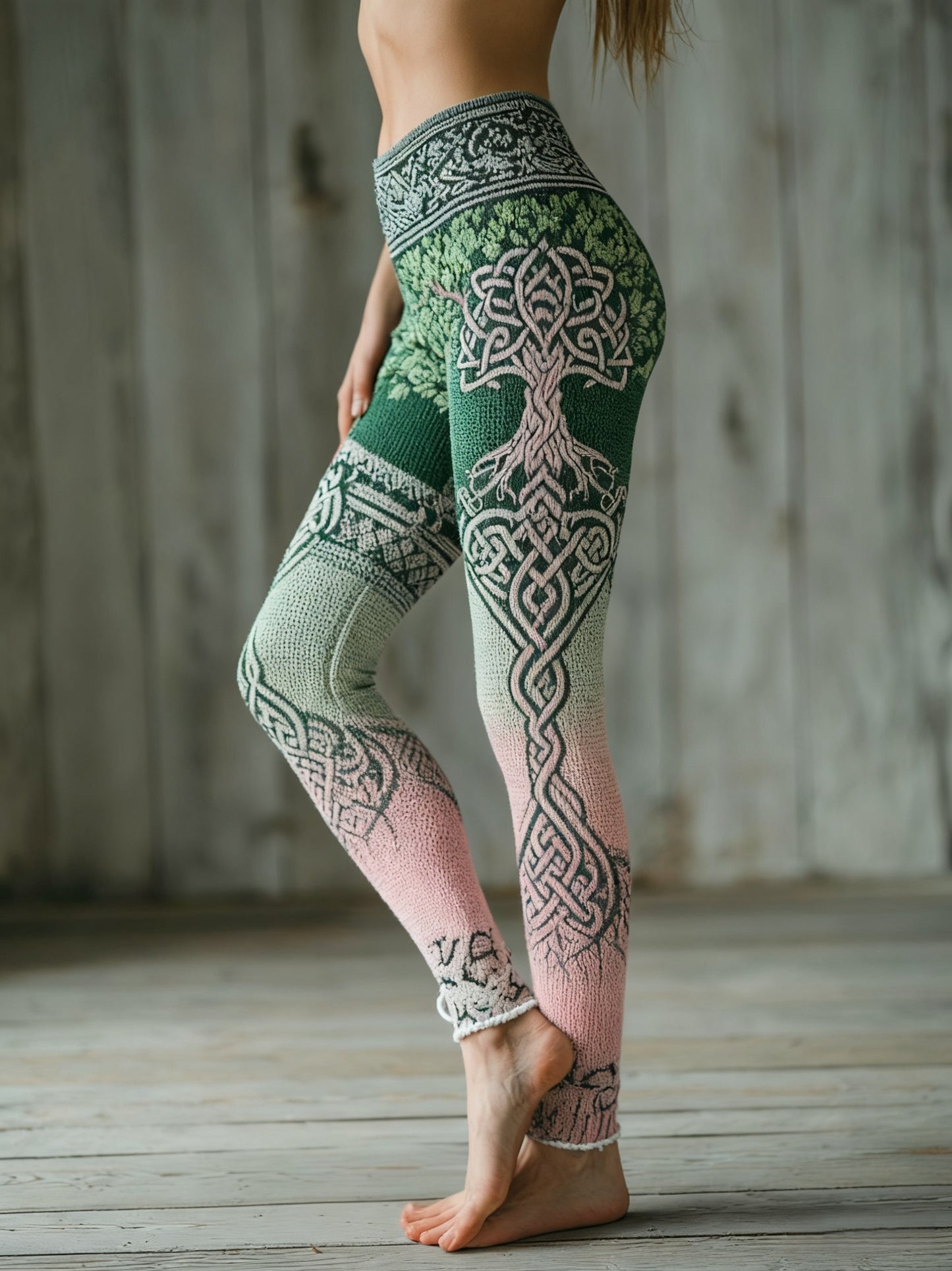 Frauen Wikinger Baum des Lebens Muster Gradient Mehrfarbige gemütliche Leggings