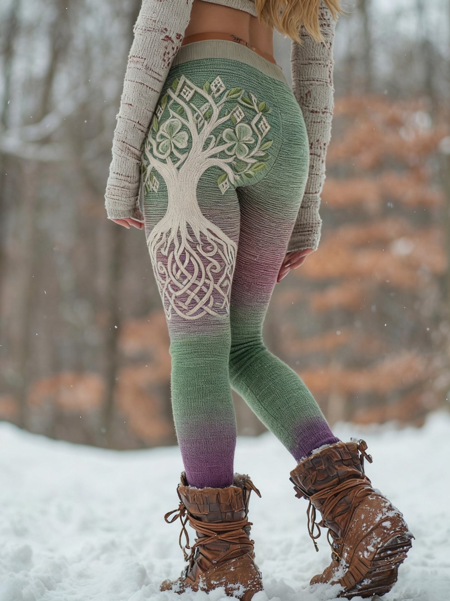 Frauen Wikinger Baum des Lebens Gradienten muster Gemütliche Leggings