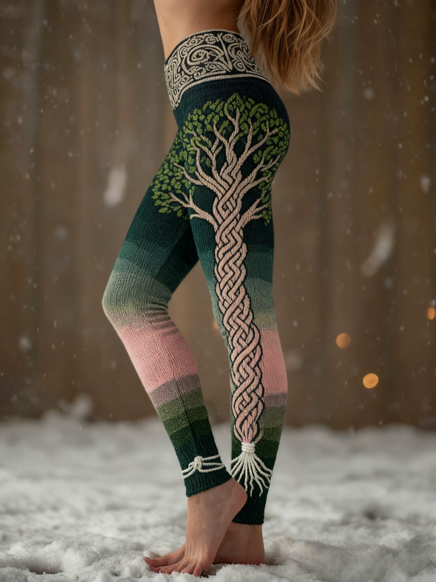Frauen Wikinger Baum des Lebens Gradienten muster Gemütliche Leggings