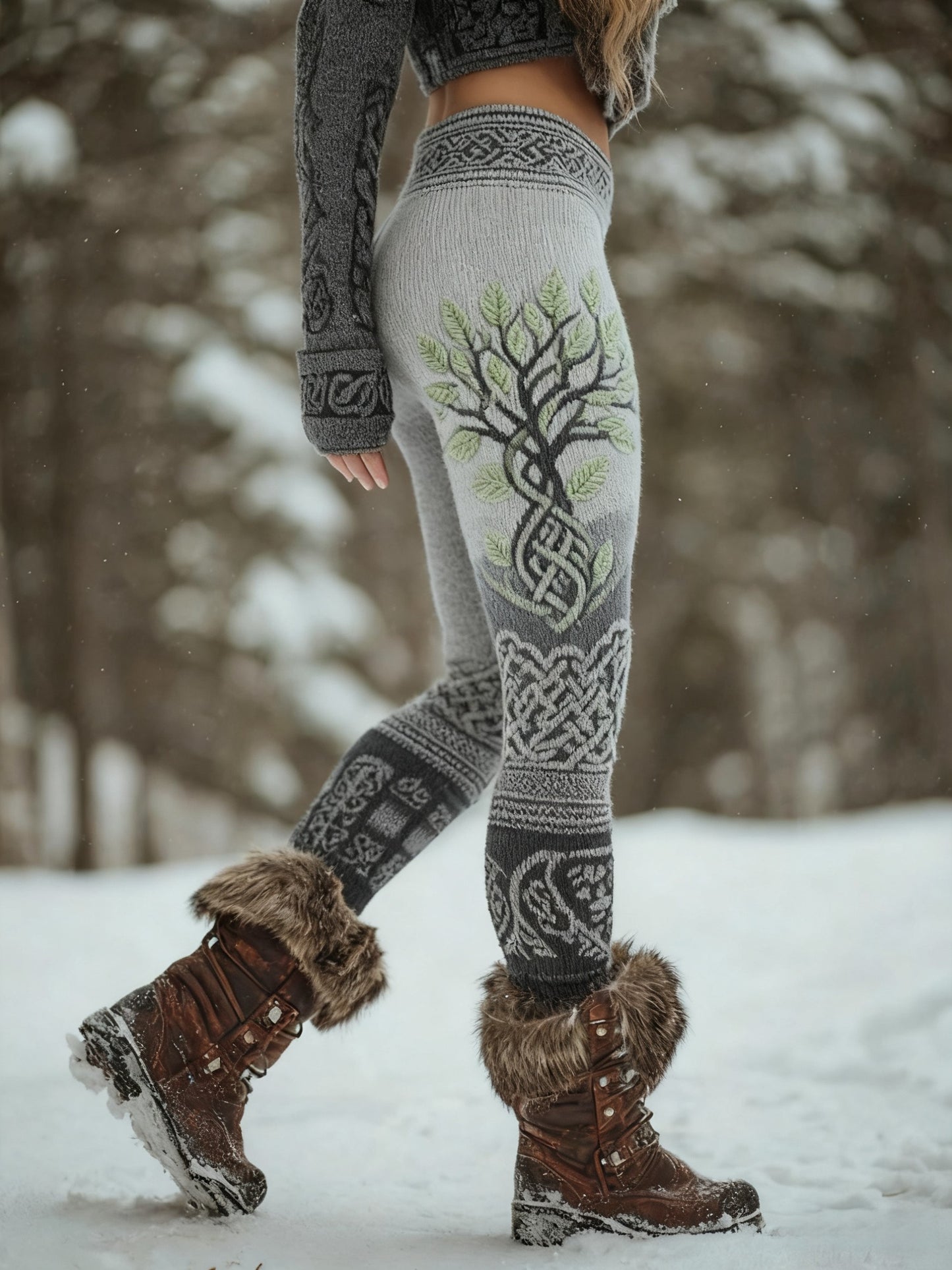 Frauen Wikinger Baum des Lebens Muster Gemütliche Leggings
