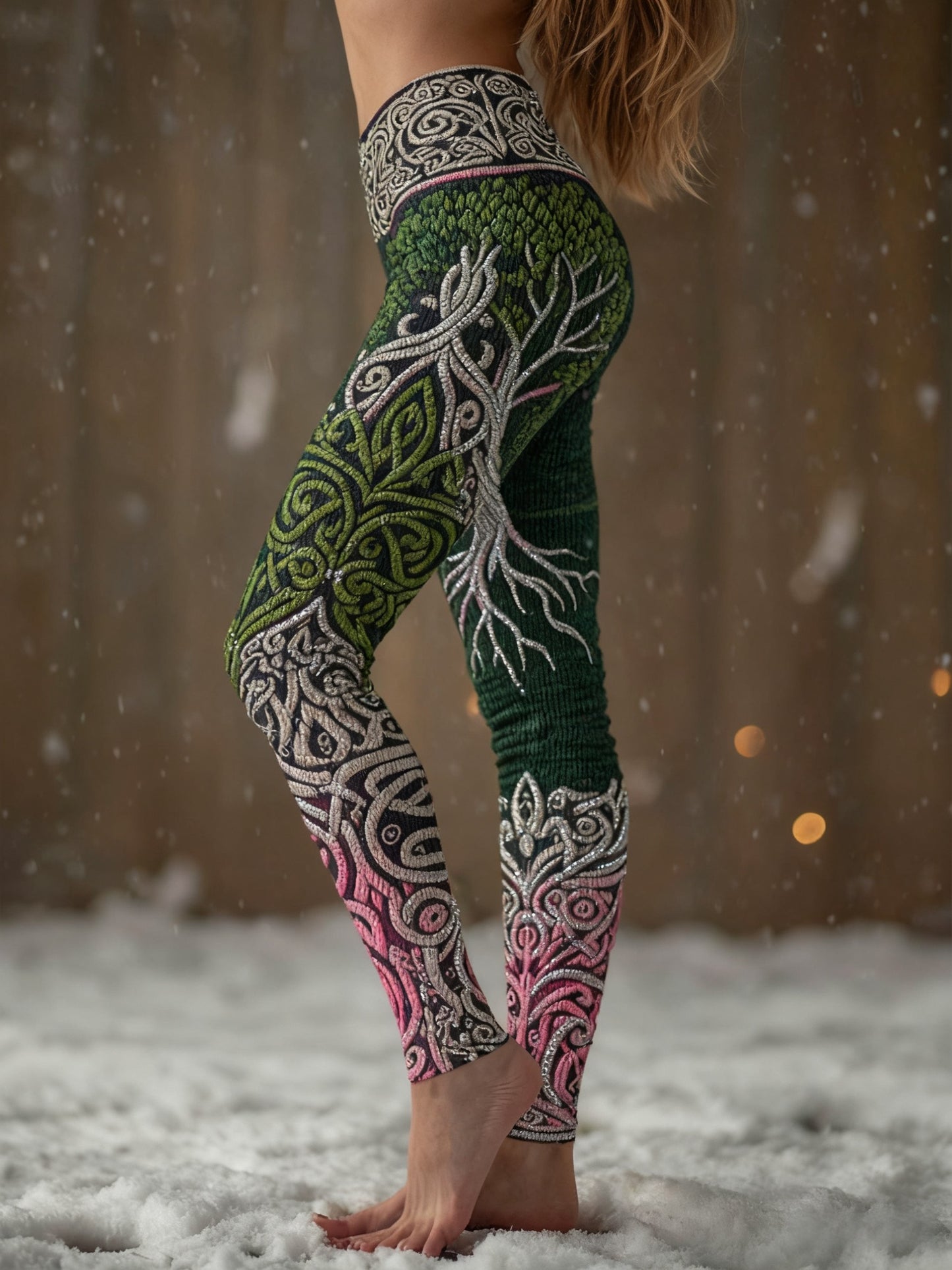Frauen Wikinger Baum des Lebens Gradienten muster Gemütliche Leggings