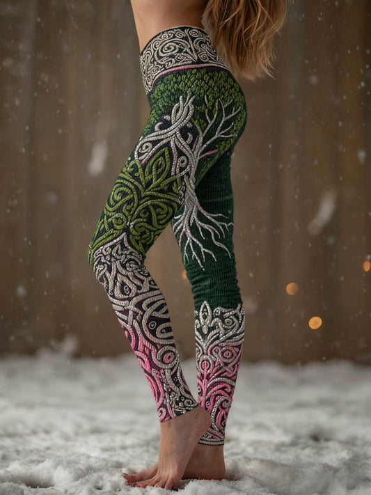 Frauen Wikinger Baum des Lebens Gradienten muster Gemütliche Leggings