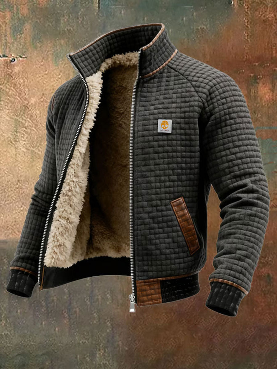 Retro-strukturierte warme Outdoor-Jacke für Herren mit mehreren Taschen
