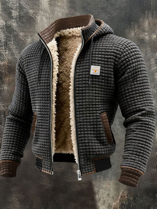Retro-strukturierte warme Outdoor-Jacke für Herren mit mehreren Taschen