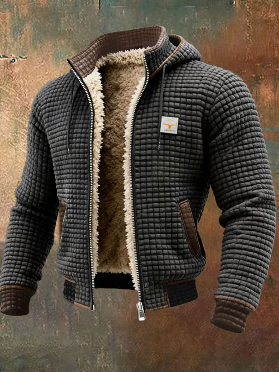 Retro-strukturierte warme Outdoor-Jacke für Herren mit mehreren Taschen