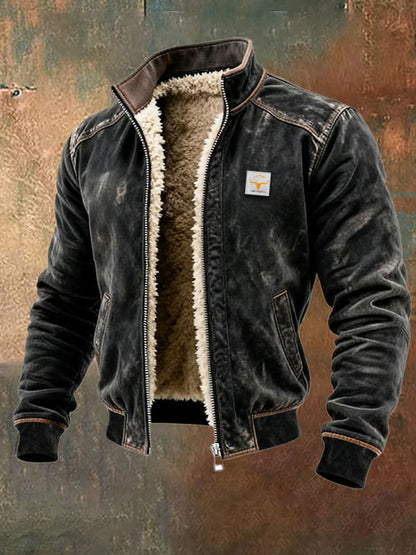 Retro-strukturierte warme Outdoor-Jacke für Herren mit mehreren Taschen