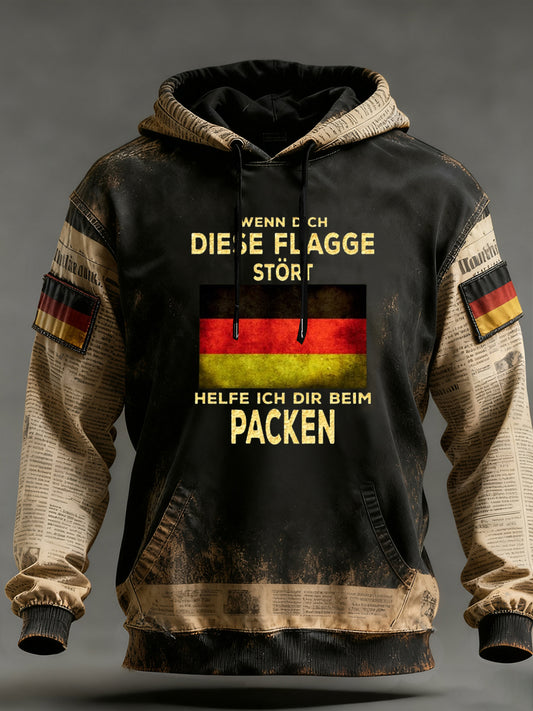 Herren Vintage Deutsche Flagge Kunstdruck Hoodie