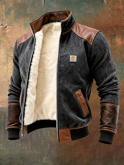 Retro-strukturierte warme Outdoor-Jacke für Herren mit mehreren Taschen