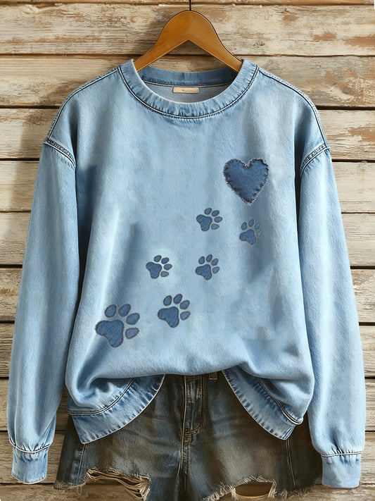 Damen-Hunde-Pfoten-Sweatshirt