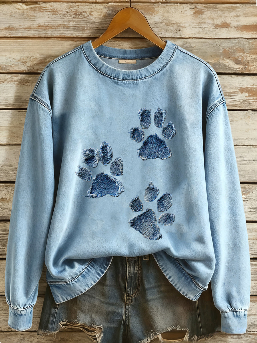 Damen-Hunde-Pfoten-Sweatshirt