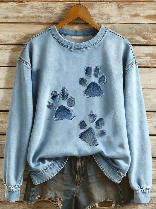 Damen-Hunde-Pfoten-Sweatshirt