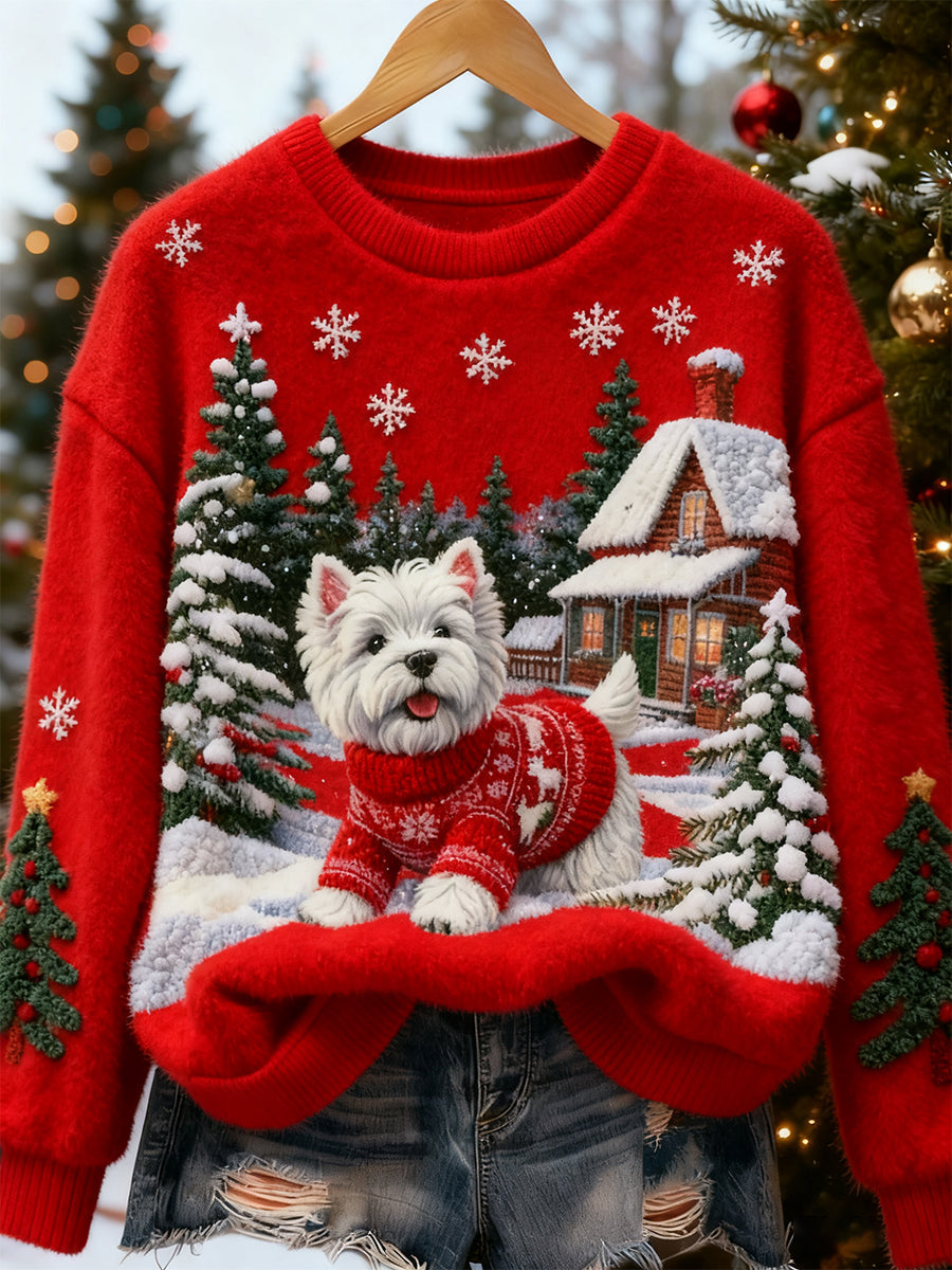 Damen Retro Tier Weihnachts kunst Print Casual Flanell Top