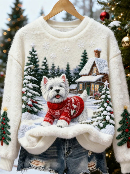 Damen Retro Tier Weihnachts kunst Print Casual Flanell Top