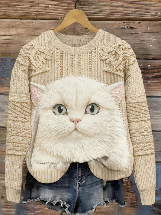 Katzen-Kunstdruck-Casual-Top für Frauen