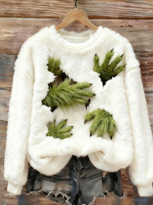 Damen Retro Tier Weihnachts kunst Print Casual Flanell Top