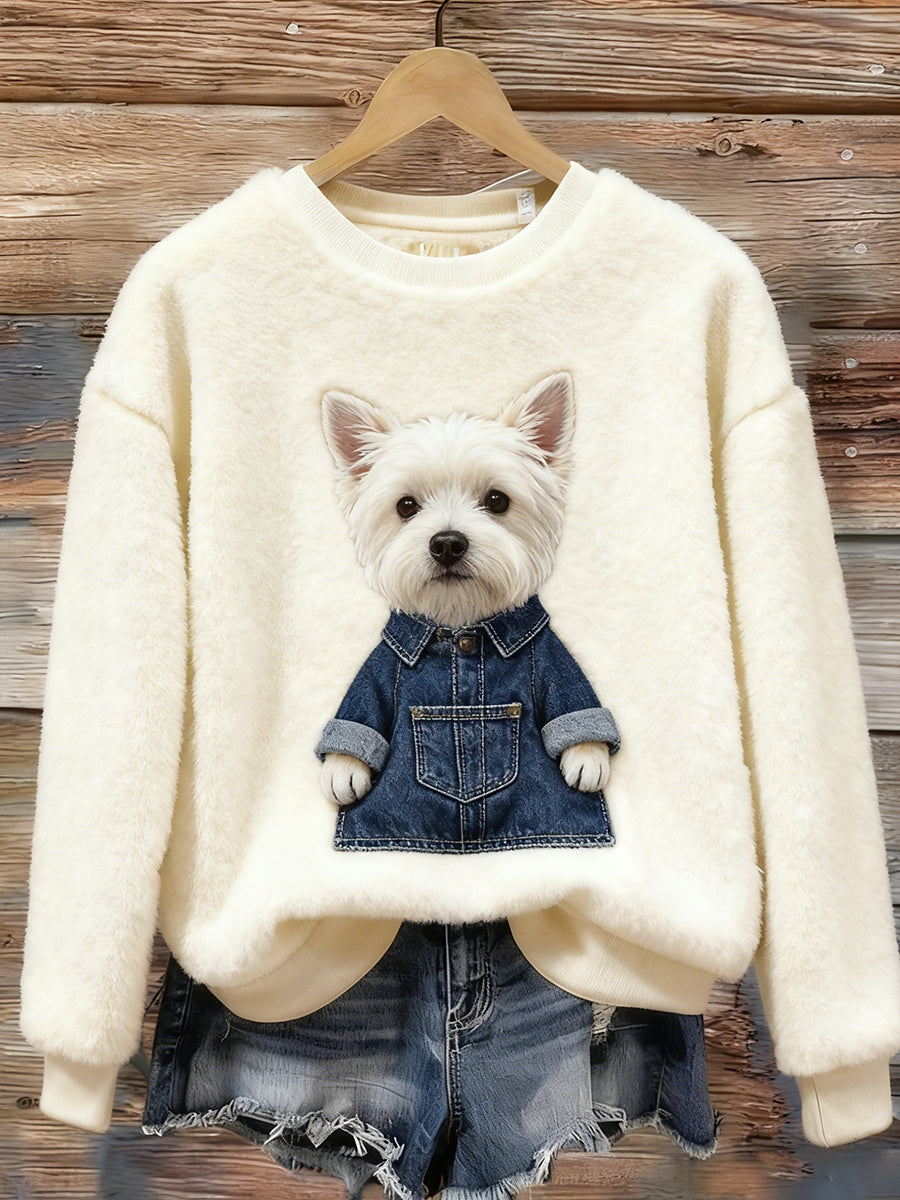 Damen Retro Tier Weihnachts kunst Print Casual Flanell Top