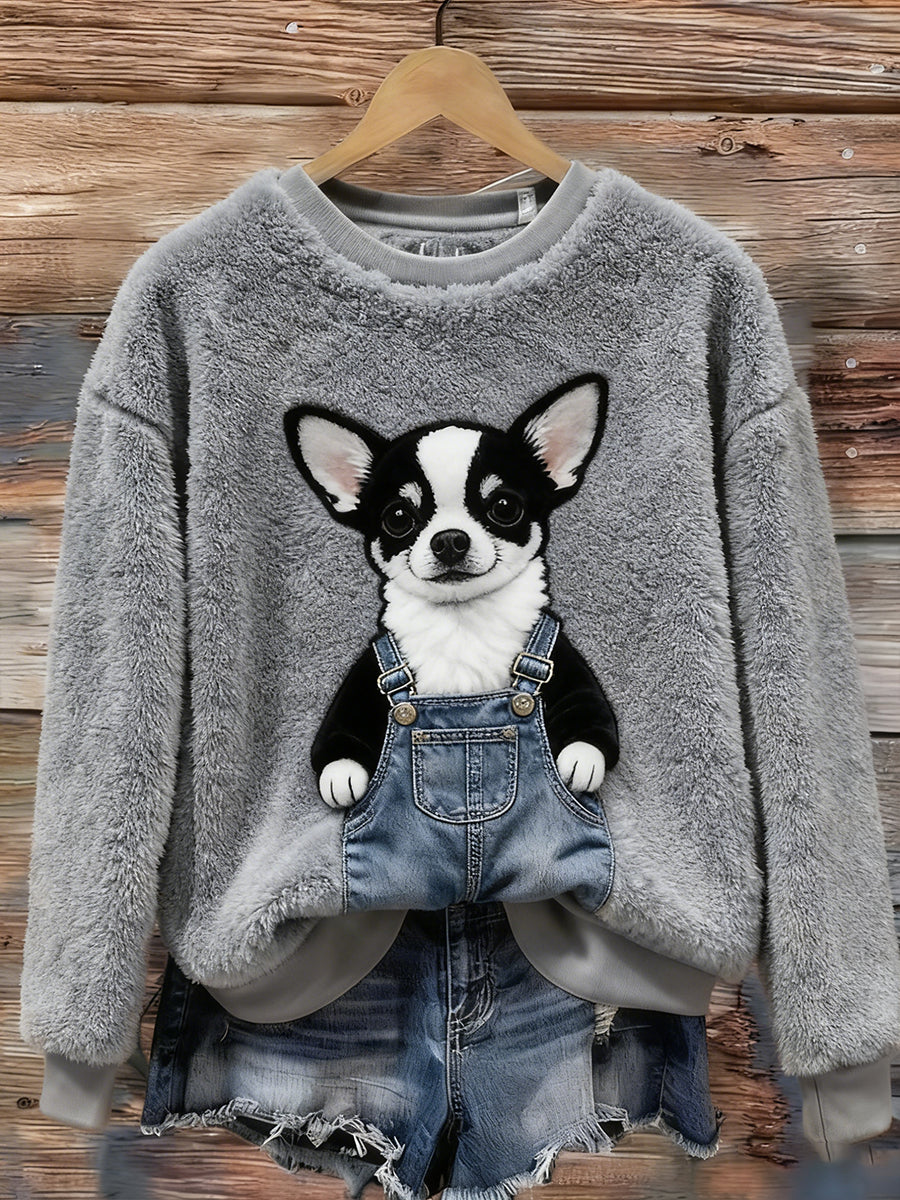 Damen Retro Tier Weihnachts kunst Print Casual Flanell Top