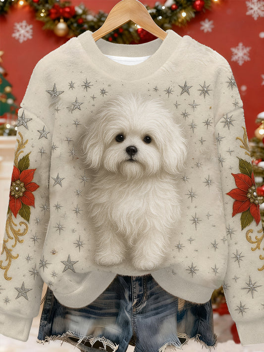 Frauen niedlicher Hund Kunst Flanell Hoodie