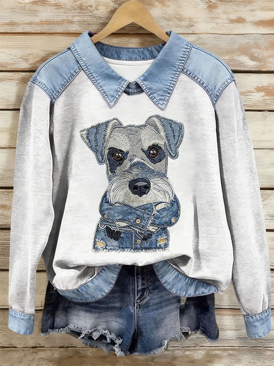 Damen Hund Kunstdruck Casual Top