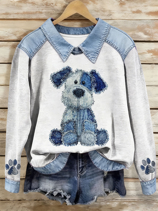Damen Hund Kunstdruck Casual Top