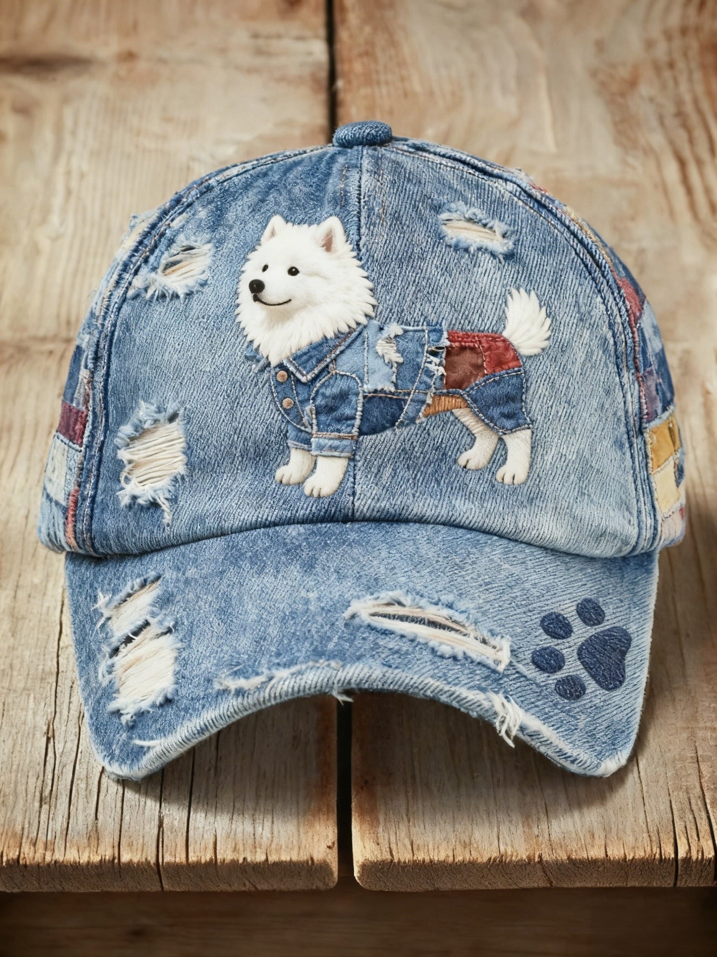 Retro niedliche Hunde-Denim-Stoff-Druck-Freizeit-Wasch kappe