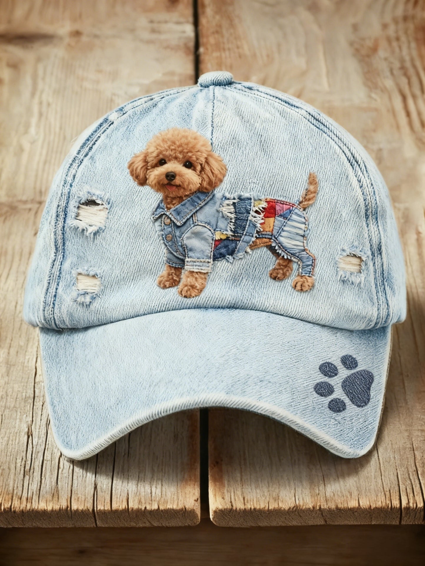 Retro niedliche Hunde-Denim-Stoff-Druck-Freizeit-Wasch kappe