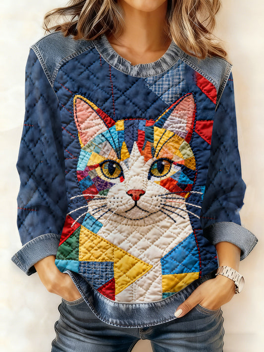Damen-Sweatshirt mit lässiger Patchwork-Tier druck mit Kapuze