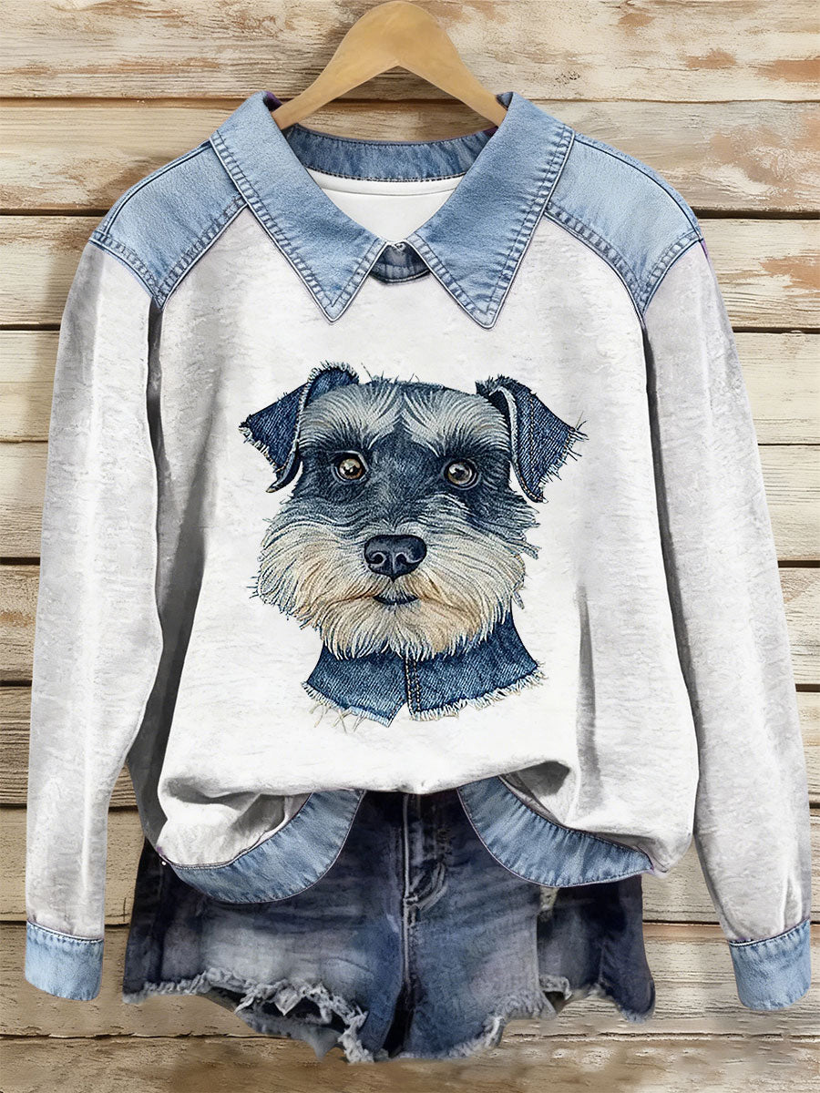 Damen Hund Kunstdruck Casual Top