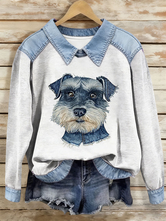Damen Hund Kunstdruck Casual Top