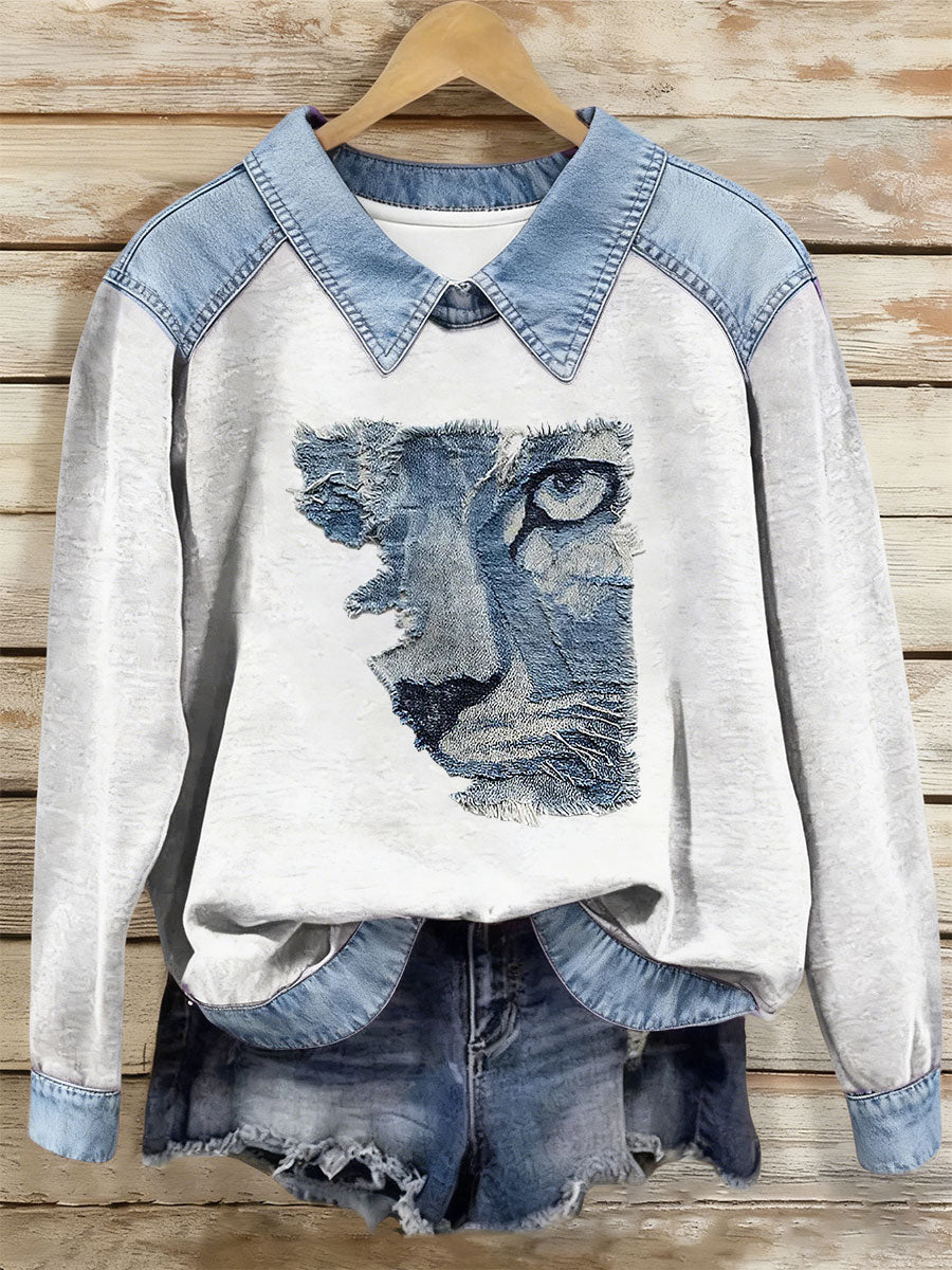 Katzen-Kunstdruck-Casual-Top für Frauen