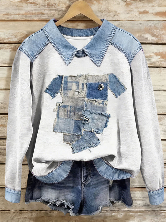 Damen Hund Kunstdruck Casual Top