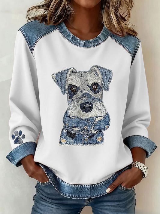 Damen Hund Kunstdruck Casual Top