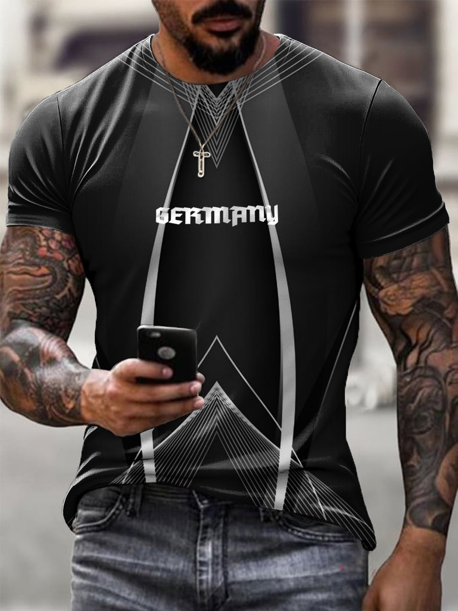 Männer modernes Schwarz-Weiß Deutschland Print T-Shirt