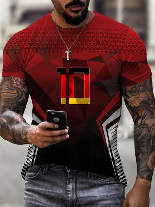 Männer dynamische Nummer 10 Deutschland Flagge Druck T-Shirt