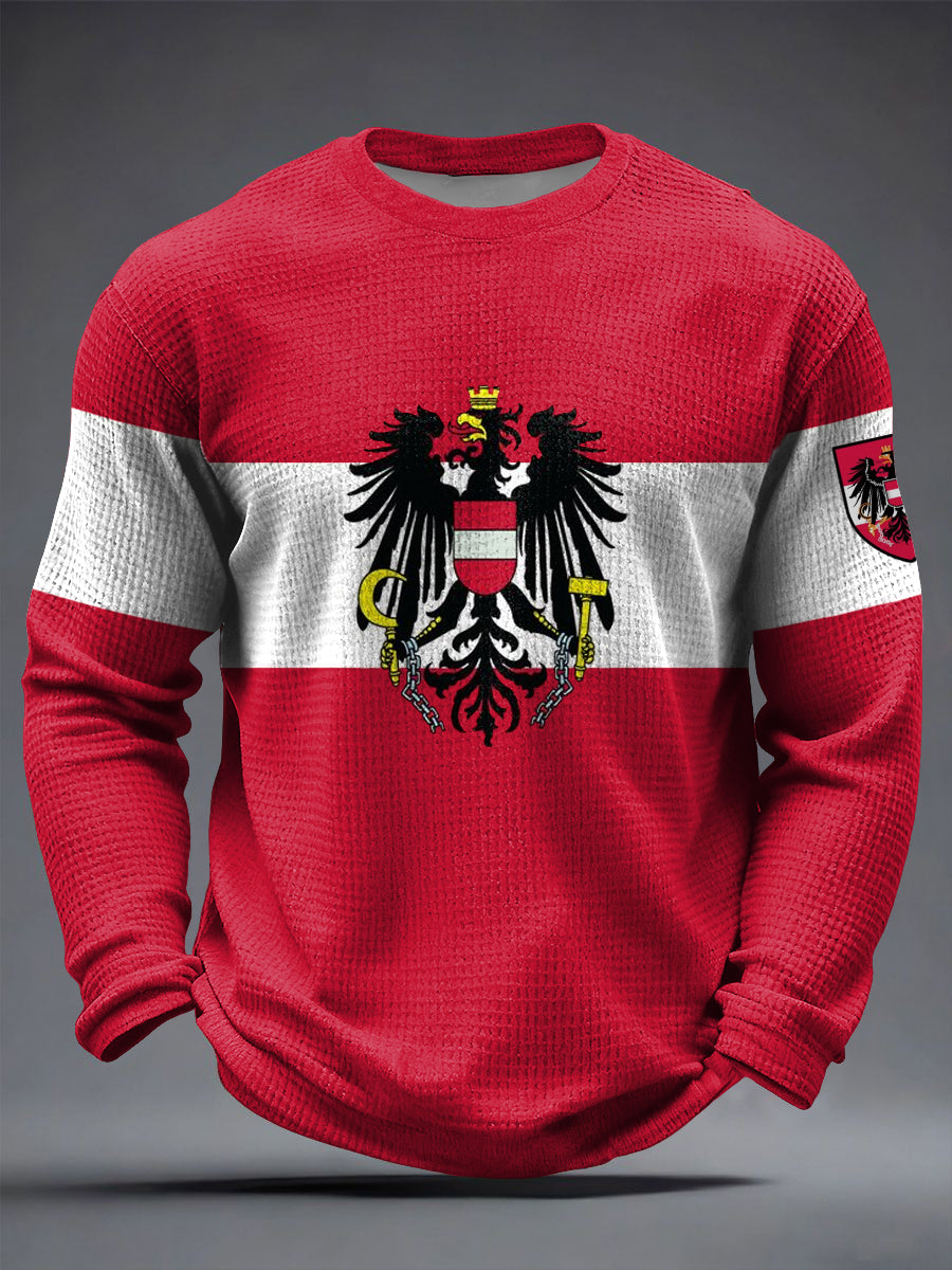 Retro Österreich ische Flagge Emblem Casual Waffel Weave T-Shirt