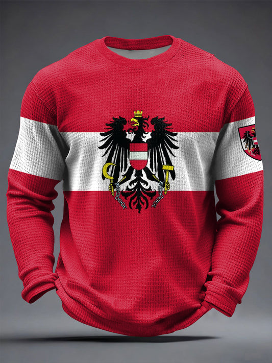 Retro Österreich ische Flagge Emblem Casual Waffel Weave T-Shirt